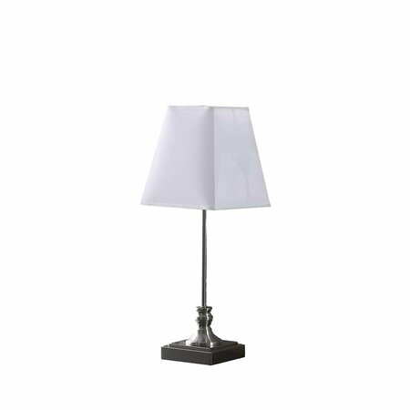 ORE INTERNATIONAL 18.75 in. Leil Mid Century Square Table Lamp, Brushed Silver HBL2604